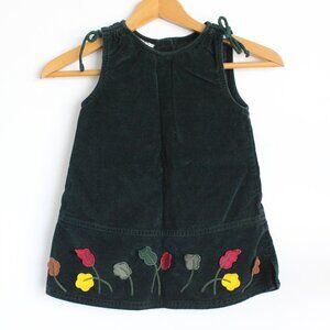 VTG Samara Girls Velvet Synched Sleeveless Dress Flowers Fall Nature Leaves 4T